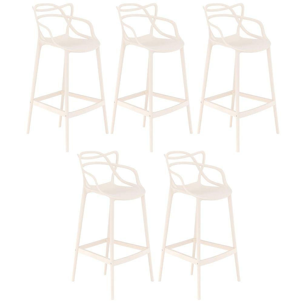 Kit 5 banquetas altas bancada cozinha Masters Allegra