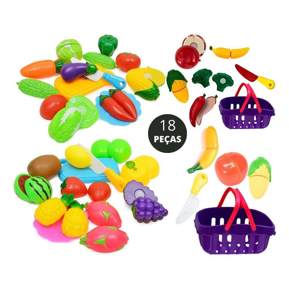 Kit Infantil Brinquedo Comidinha Frutas E Legumes Feirinha Hortifruti Mercadinho