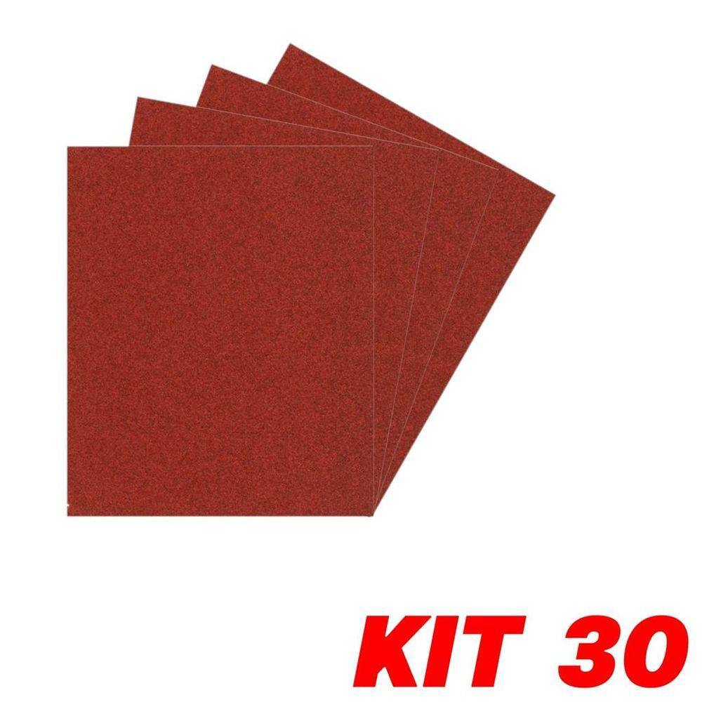 Kit 30 Lixa Folha Grão 220 Massa Gesso Parede 27X22cm