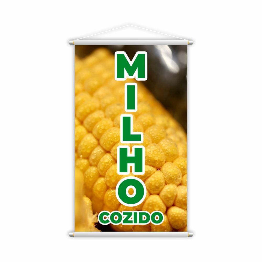 Banner Milho Cozido Verde Amarelo Espiga Lona 60x40cm