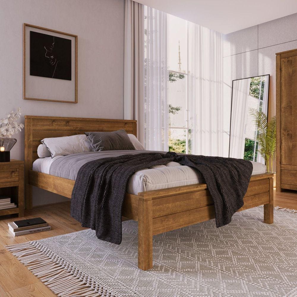Cama de Casal em Madeira Maciça Madma Artemobili Garapa