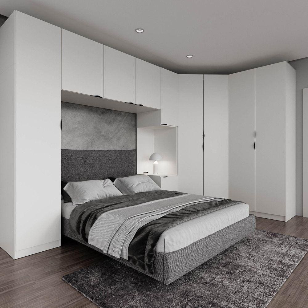 Guarda Roupa Modulado de Casal 10 Portas 5 Peças Hera CabeCasa MadeiraMadeira Branco Geada
