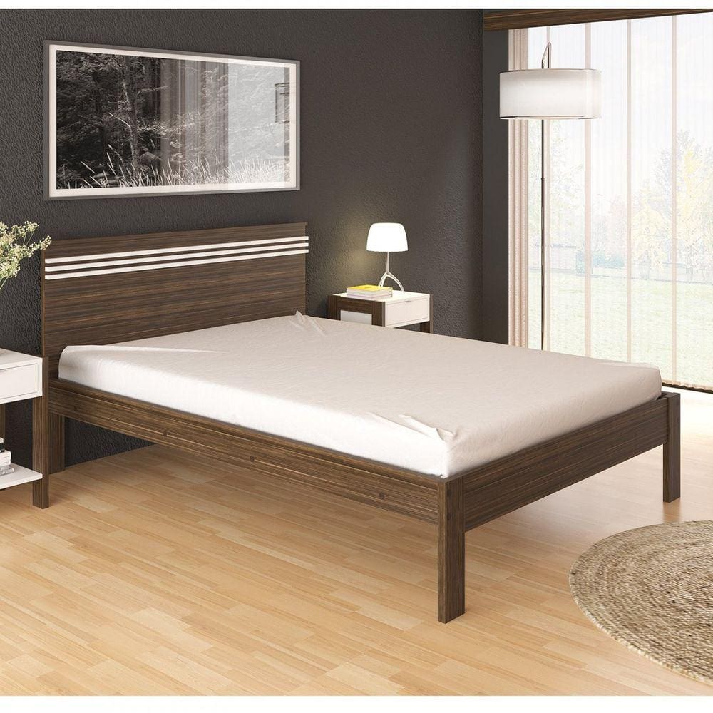 Cama de Casal Tecno Mobili Nogal/Branco