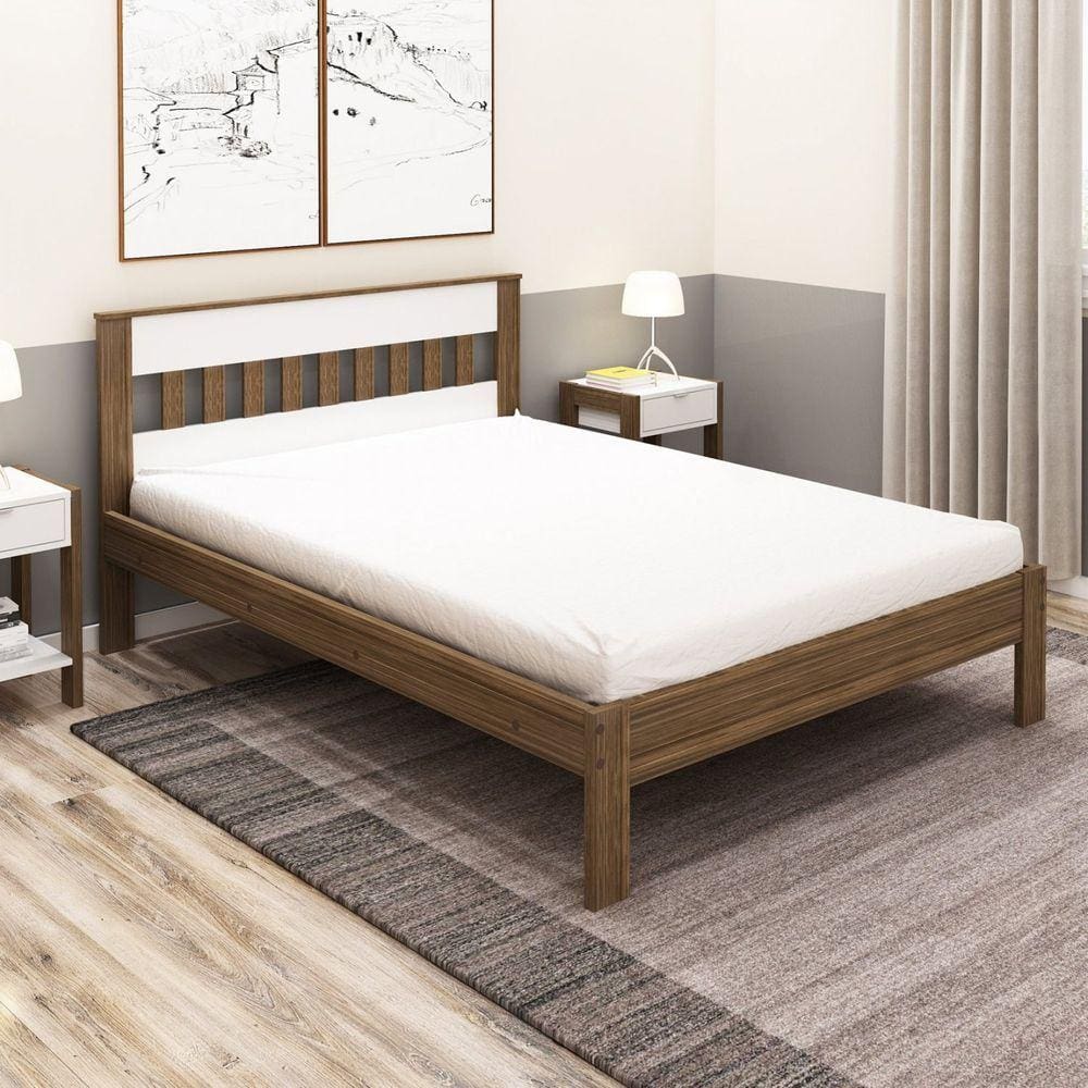 Cama de Casal Tecno Mobili Nogal/Branco