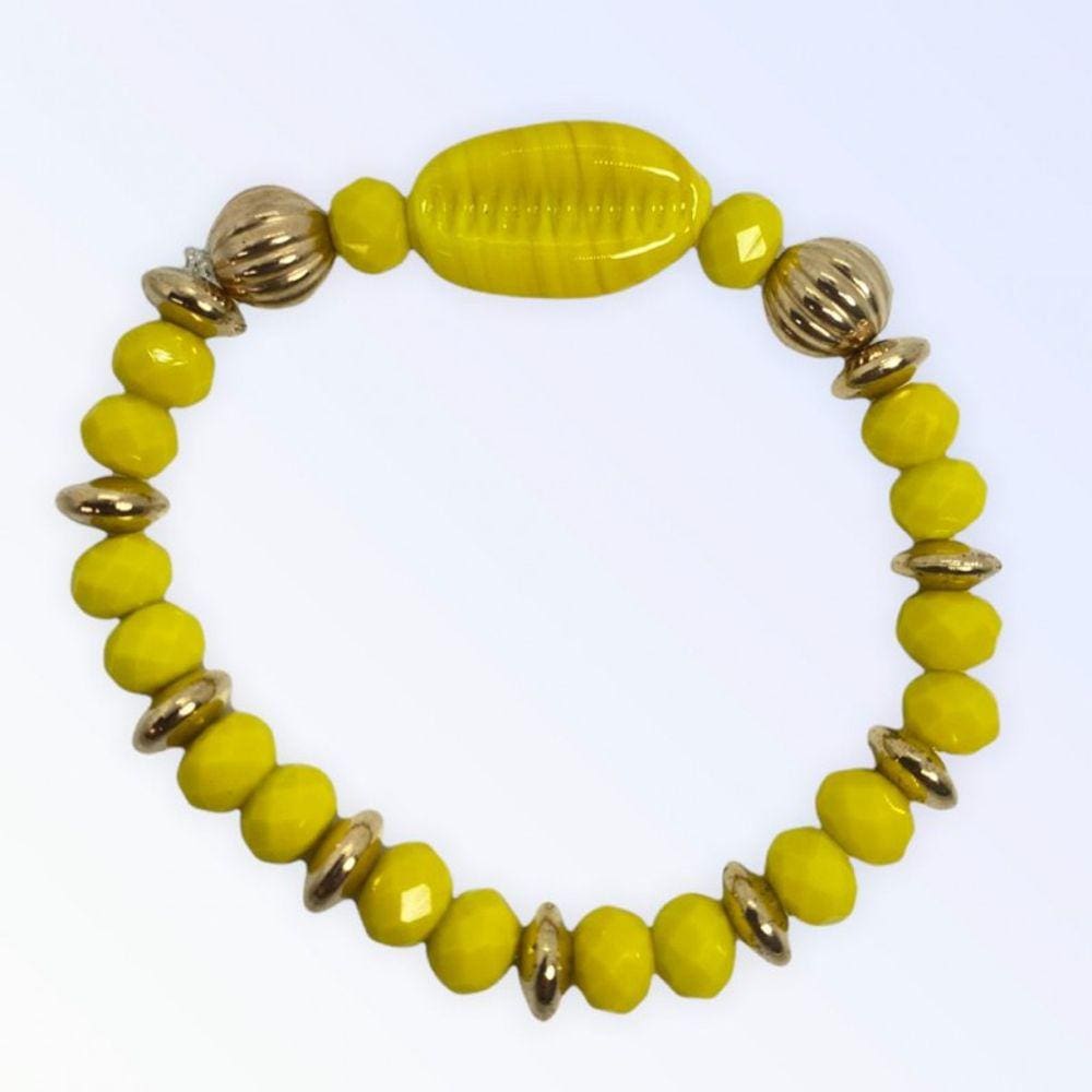 Pulseira Oxum Búzios Amarelo Cristal e Silicone