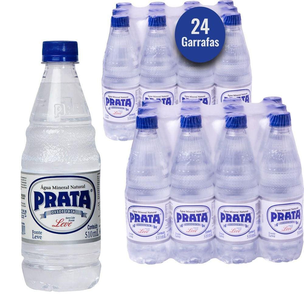 Água Mineral Prata Natural Leve S/ Gás 510Ml  24 Unidades