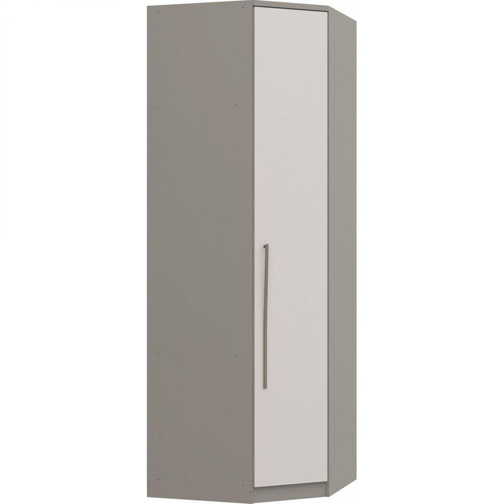 Módulo de Canto Oblíquo 1 Porta 4 Prateleiras Elegance Móveis Castro Niquel/Blanc