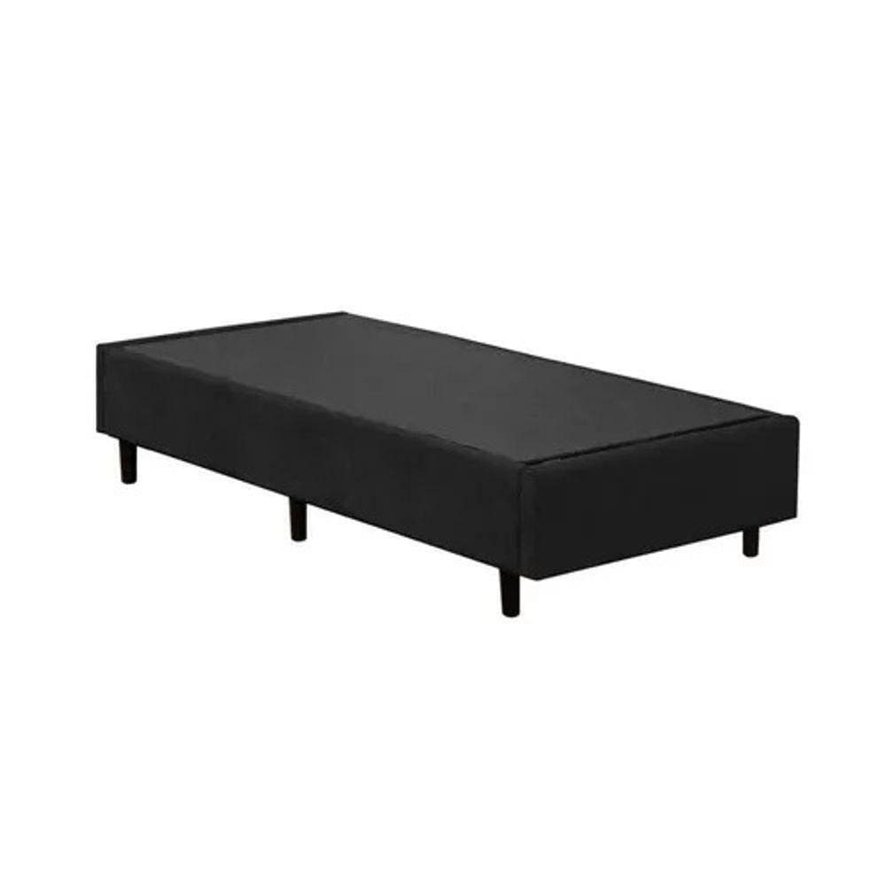 Base Cama Box Solteiro Suede Preto RC Sono Leve 38x88x188