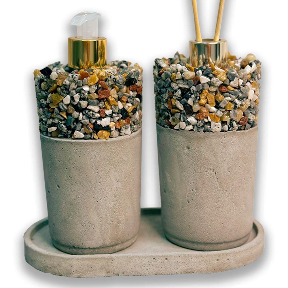 Kit lavabo saboneteira aromatizador de essências e suporte