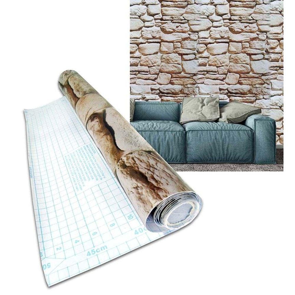 Papel de Parede Kit 5 Unid Autoadesivo Vinilico Pedra Marrom Claro (bsl-42079-1-A-2)