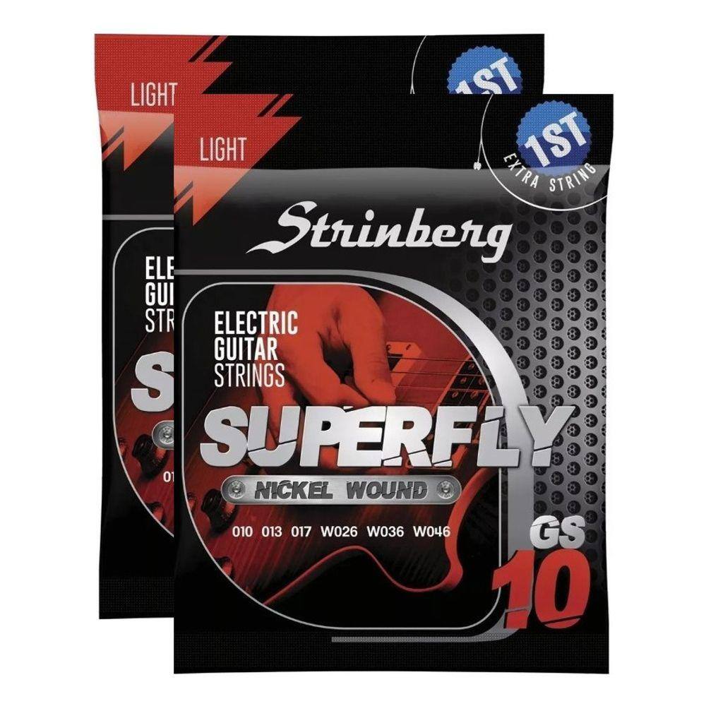 Kit 2 Encordoamento Strinberg Para Guitarra GS10 - 6 Cordas