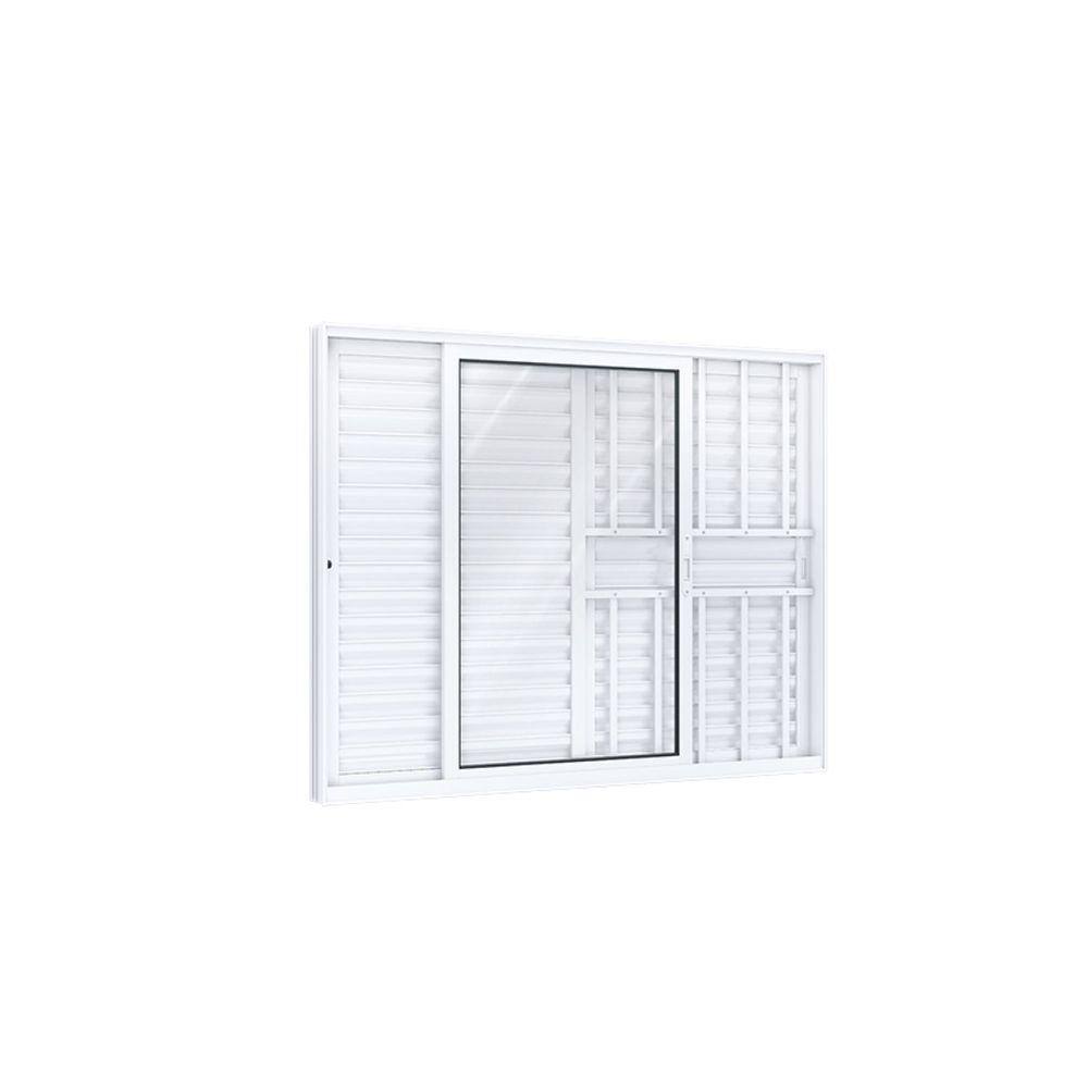 Janela Veneziana Alumínio de Correr Lateral 3 Folhas Eccellente 120x150cm Lucasa Branco