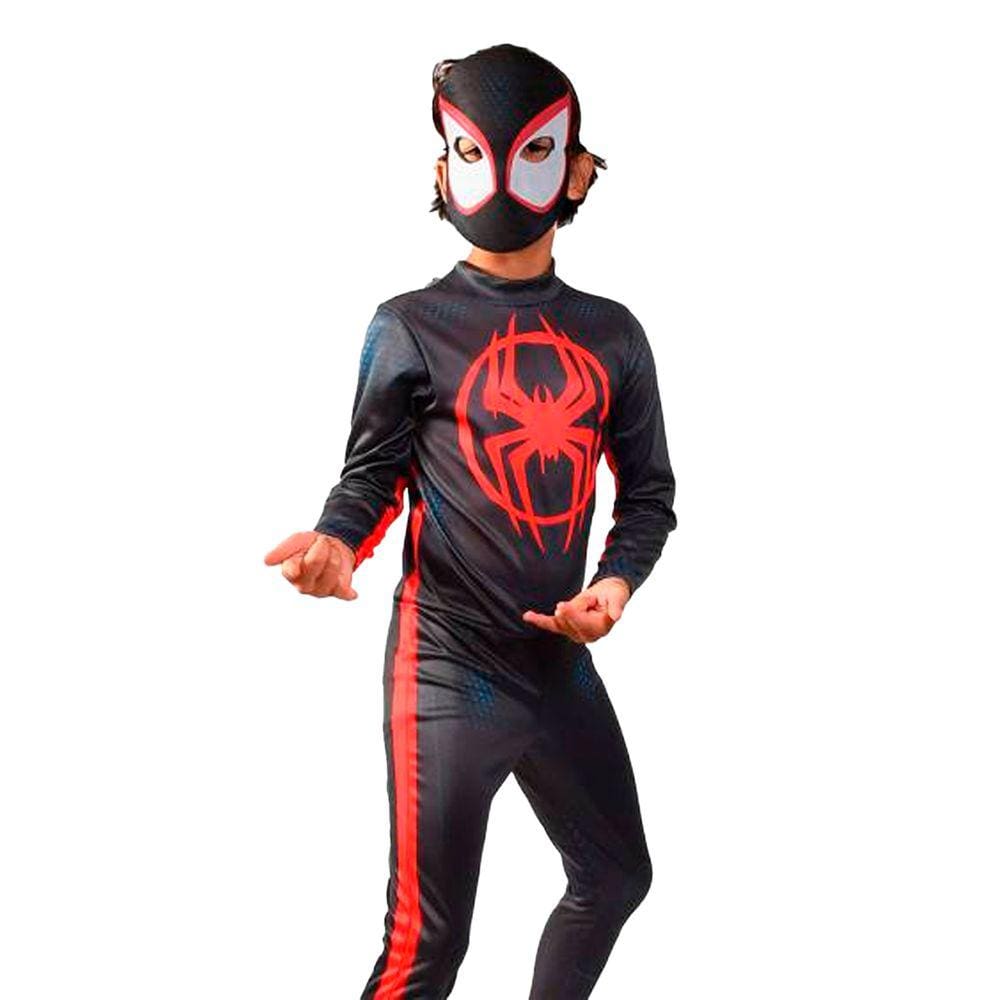 Fantasia Homem Aranha Miles Morales Infantil com Máscara