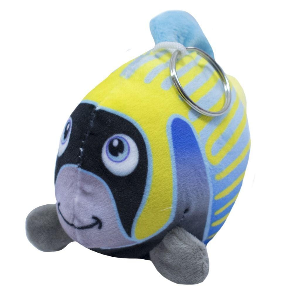 Chaveiro Peixe Azul Com Amarelo Rosto Preto 16cm - Pelúcia