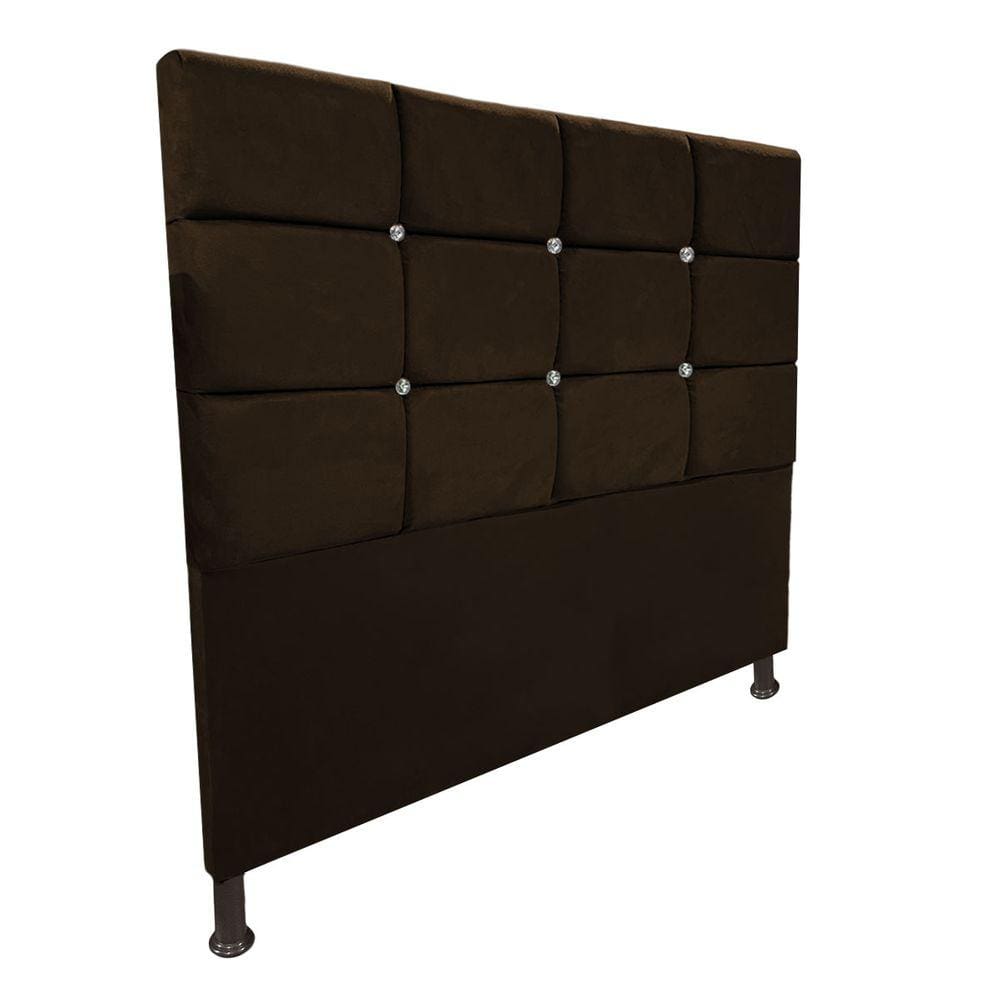 Cabeceira de Cama Box Casal Estofada Lari Marrom