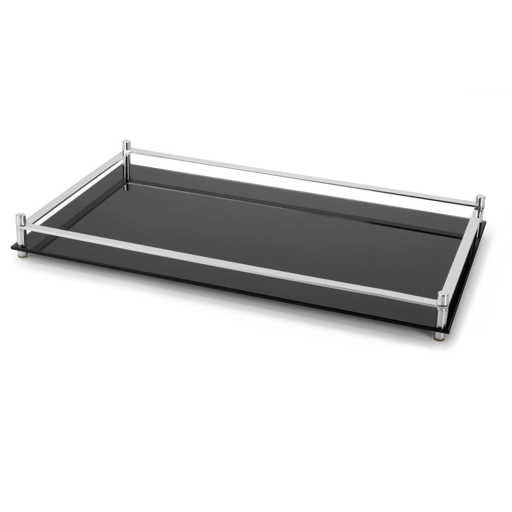 Bandeja de Vidro Aparador para Garrafas de Bebida Preto 54cm