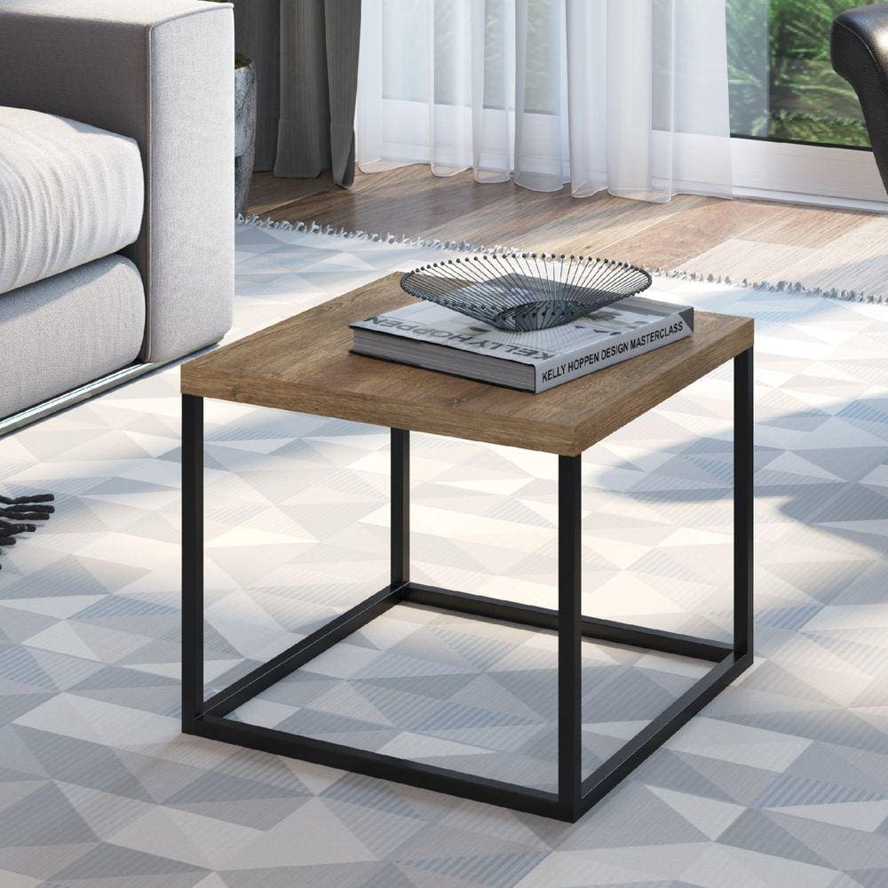 Mesa Lateral Média Cube Artesano Vermont/Preto