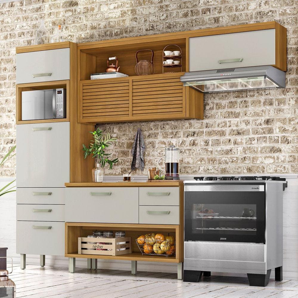 Cozinha 3 Peças MDF Princesa Nesher Freijó/Off White