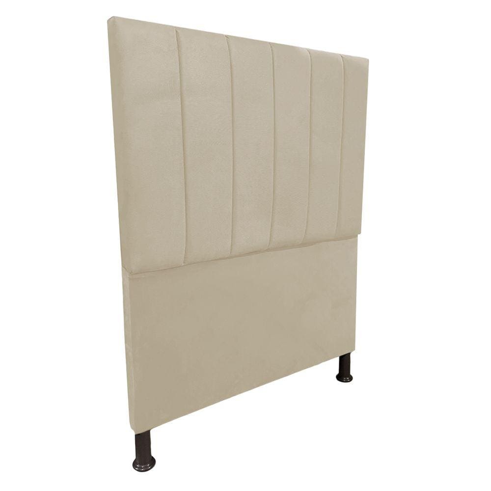 Cabeceira de Cama Box Solteiro Estofada Laura Bege