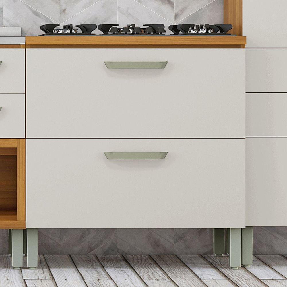 Balcão 1 Porta 1 Gaveta 80cm em MDF Princesa Nesher Freijó/Off White