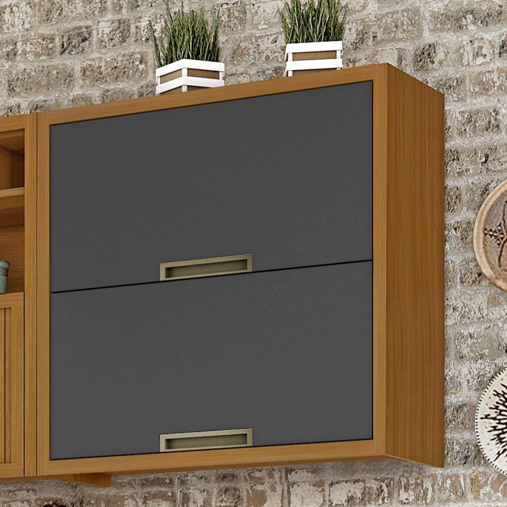 Armário Aéreo 2 Portas Basculantes Imperatriz Nesher Móveis Freijó/Grafite