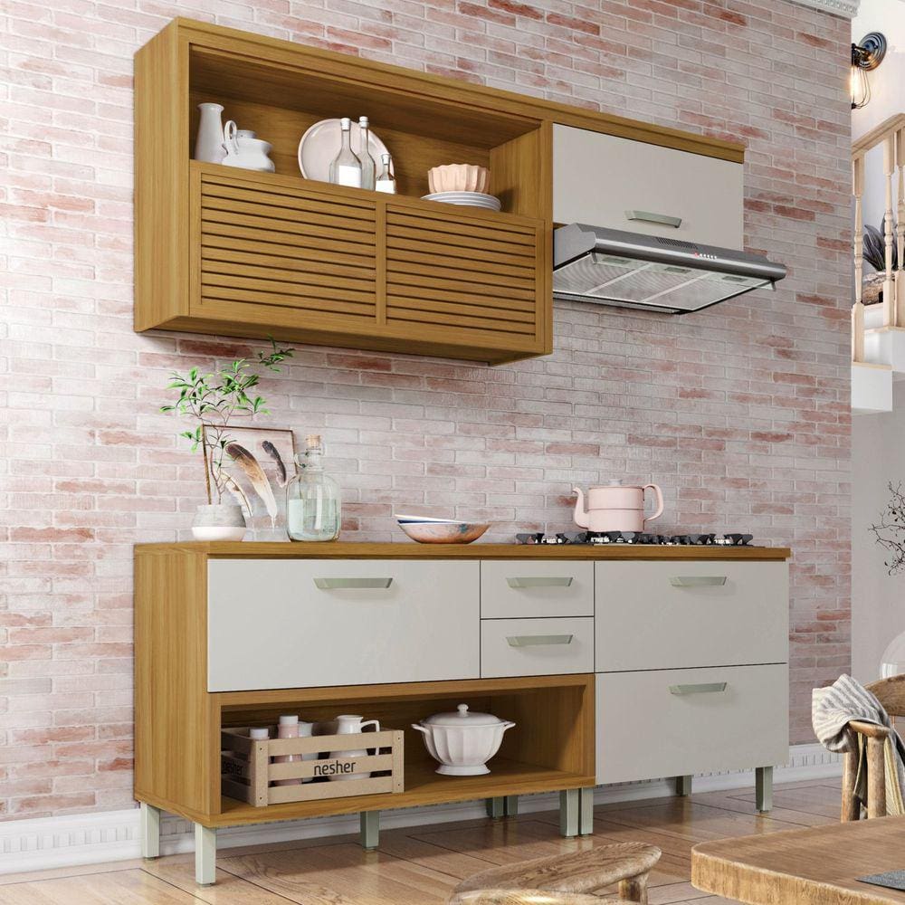 Cozinha 3 Peças Princesa Nesher Freijó/Offwhite