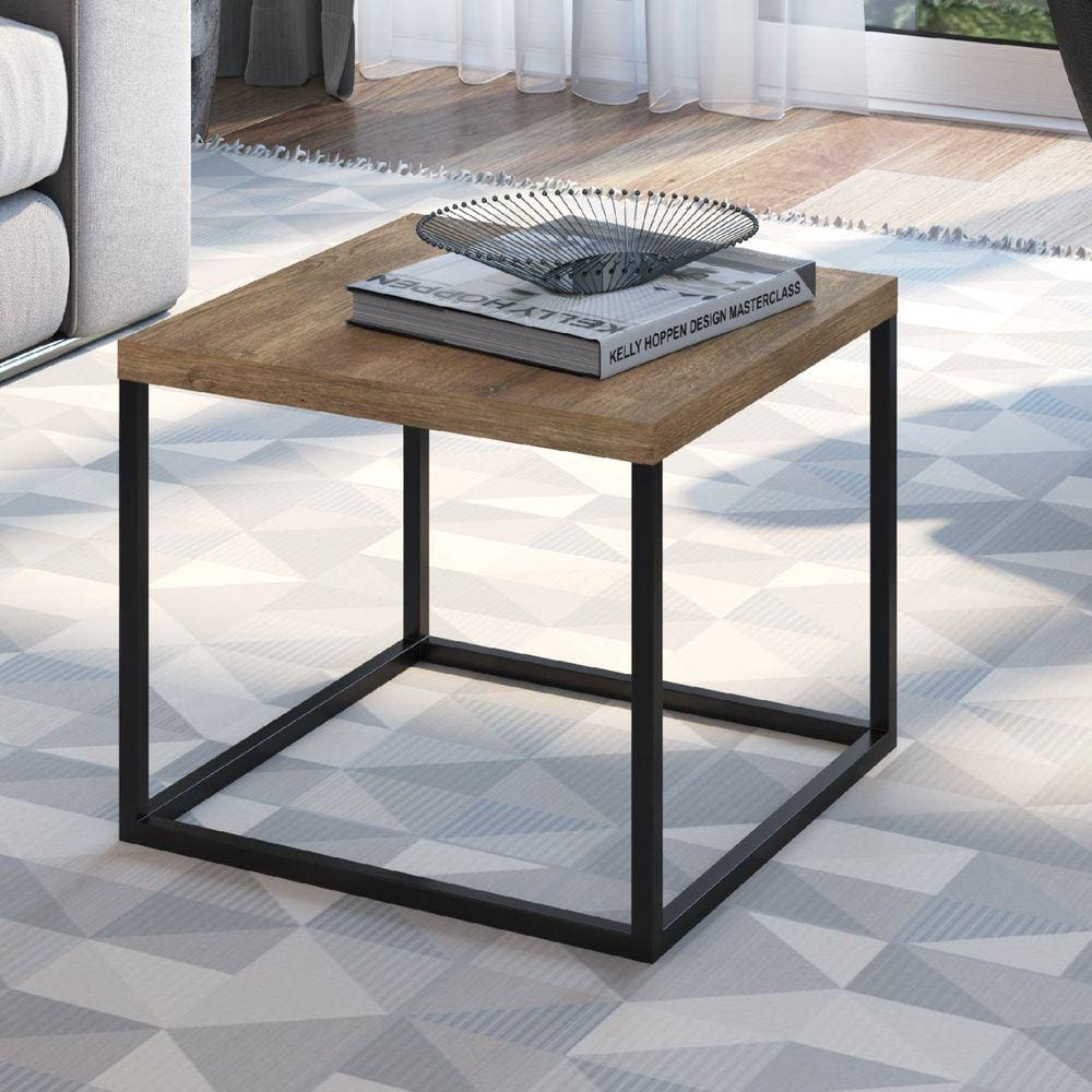 Mesa Lateral Média Cube Artesano Vermont/Preto