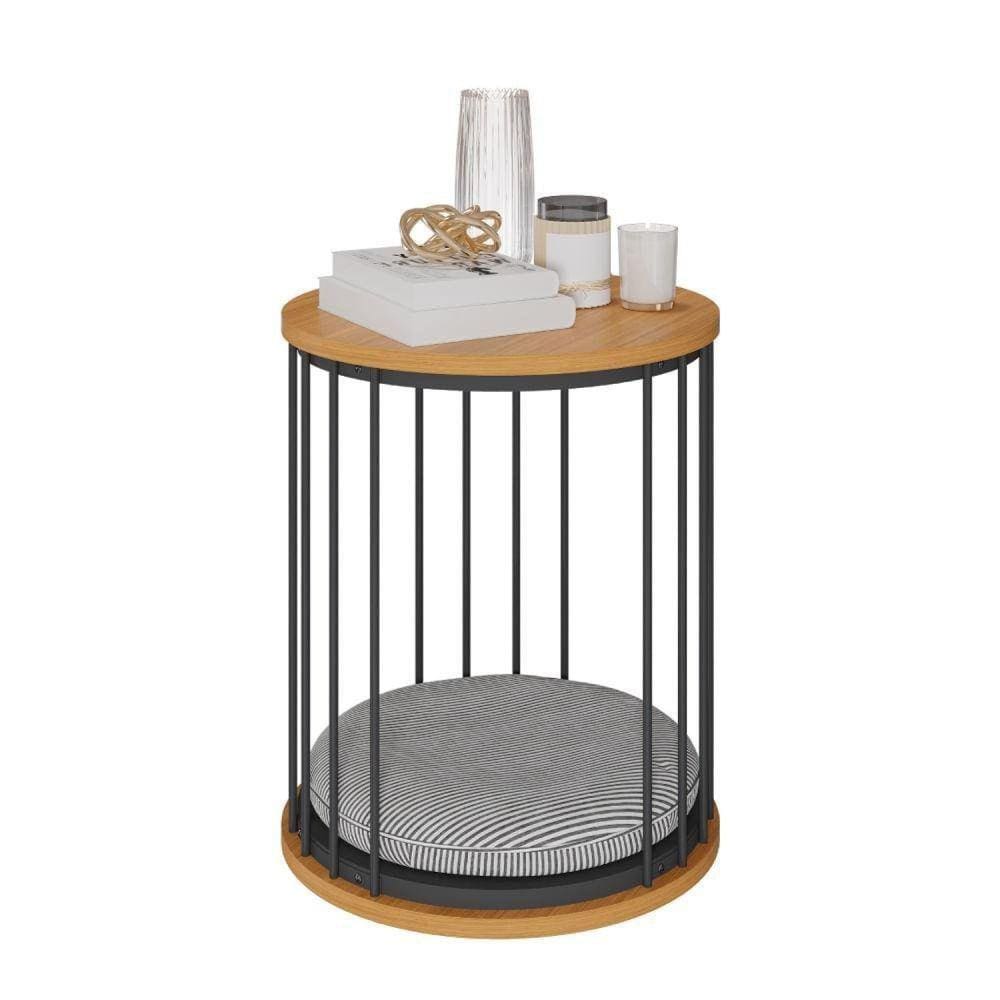 Mesa de Canto Puff Casatema Marroml/Preto Cinza