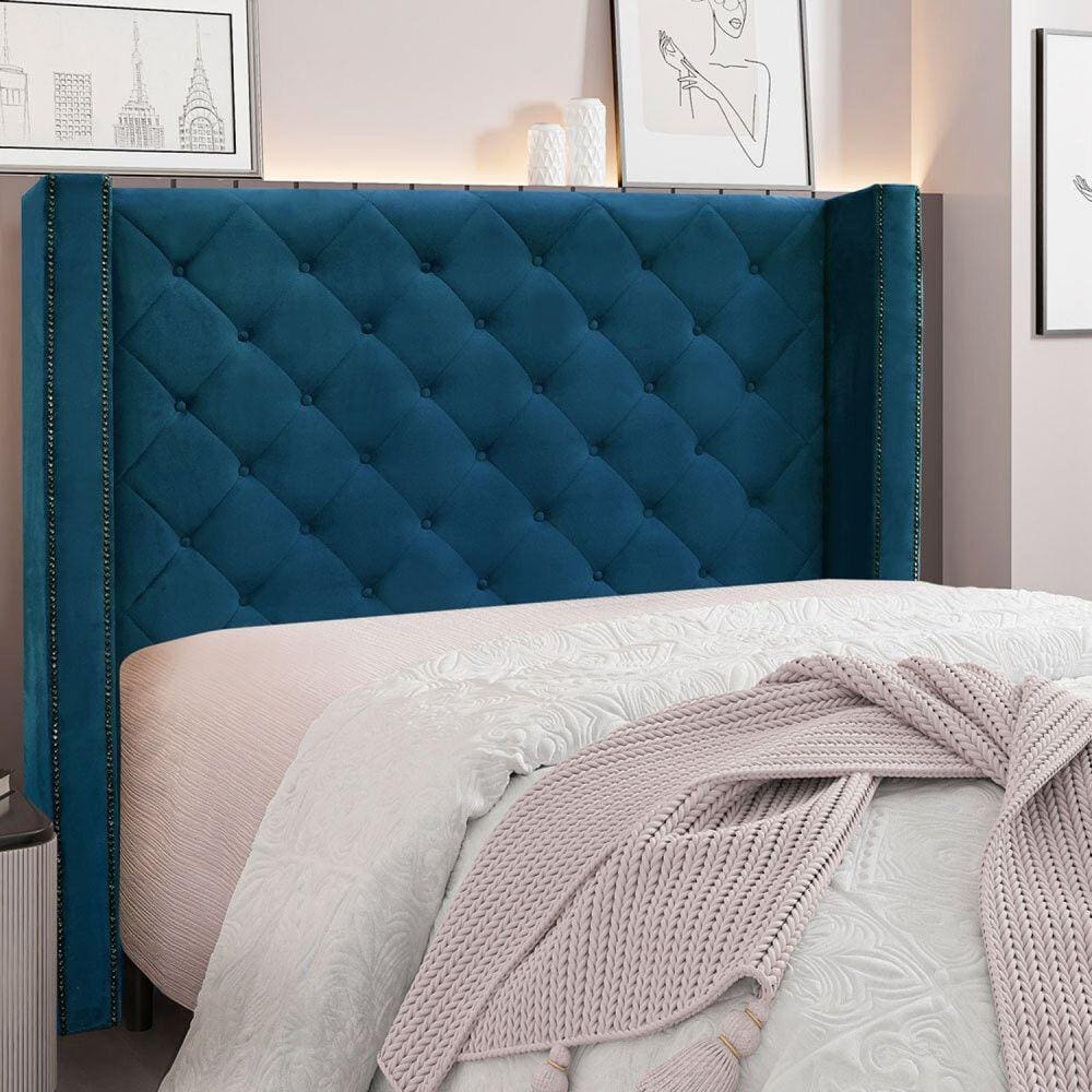 Cabeceira King 195cm Veludo Vicenza Spezzia Azul Marinho