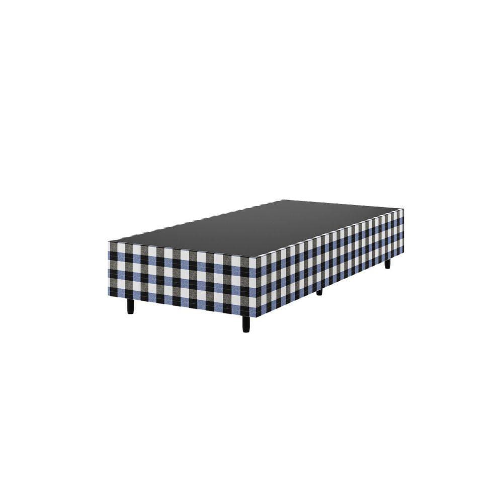 Base Box Solteiro Zeus Viero 25x88x188cm Azul Xadrez