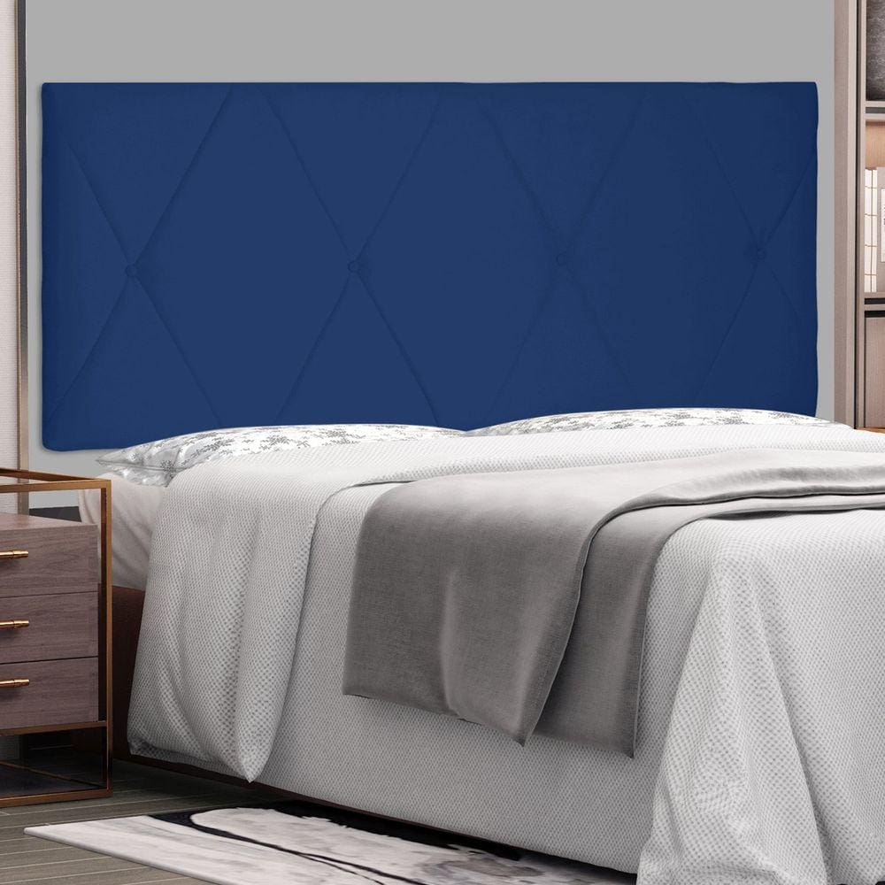 Cabeceira Suspensa Queen 160cm Suede Aquilla Spezzia Azul Marinho