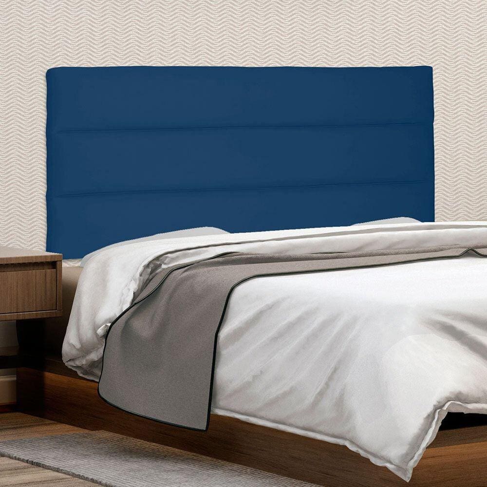 Cabeceira Suspensa Queen 160cm Suede La Italiana Spezzia Azul Marinho