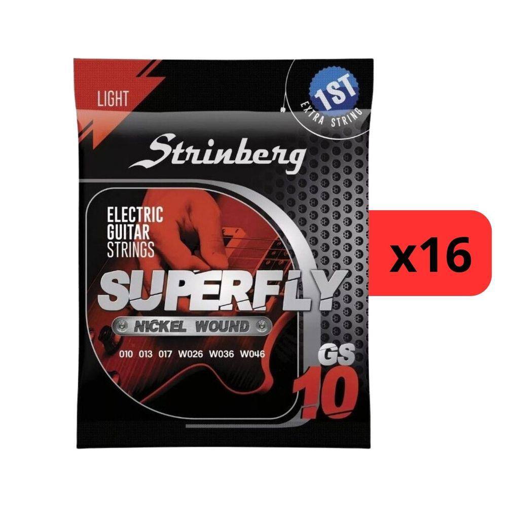 Kit 16 Encordoamento Strinberg Para Guitarra GS10 - 6 Cordas