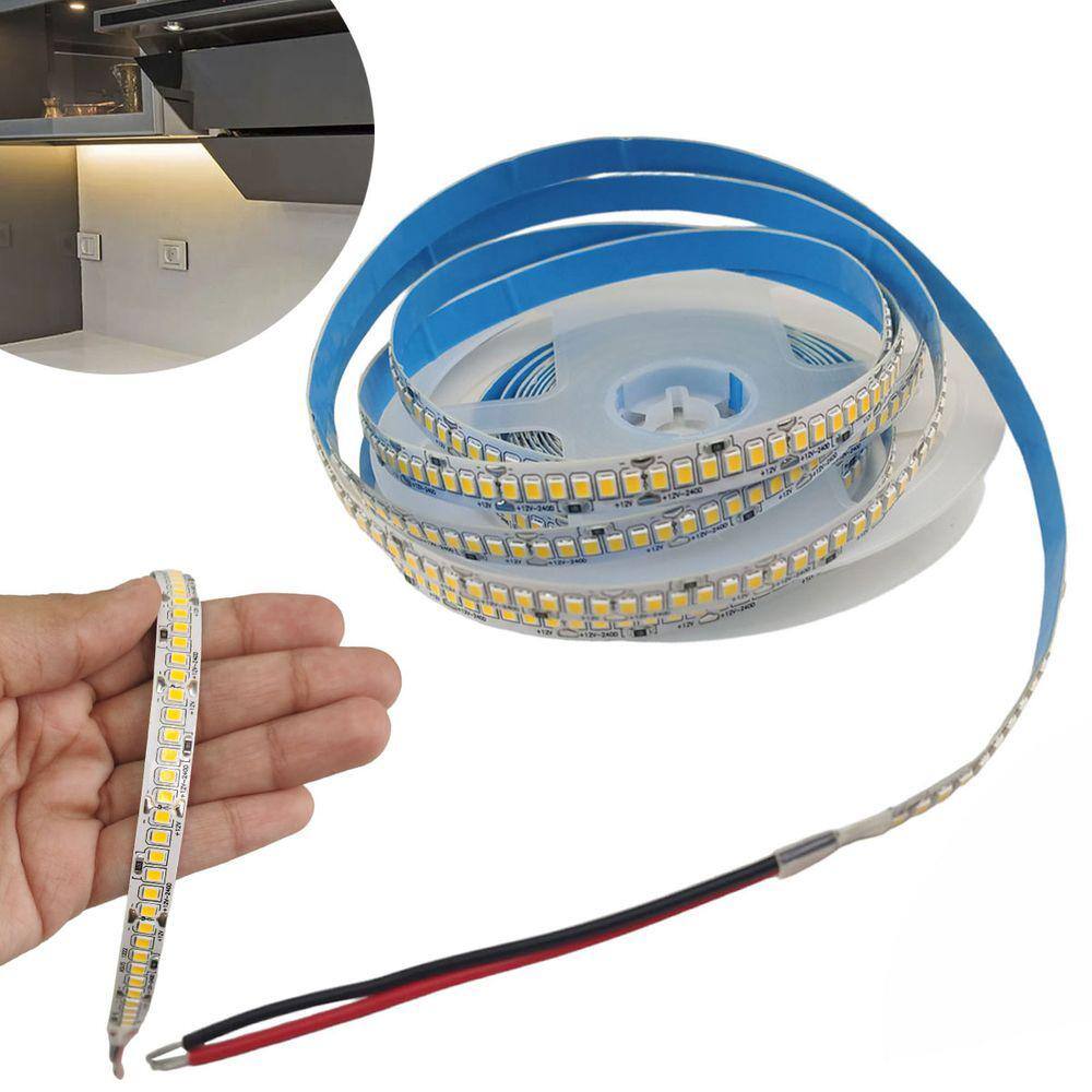 Fita Led 5 Metros 240 Leds 3.000K 16W 12V Iluminaçao Sala Quarto Gesso Teto Rebaixado Sanca Decoraçao Casa Loja