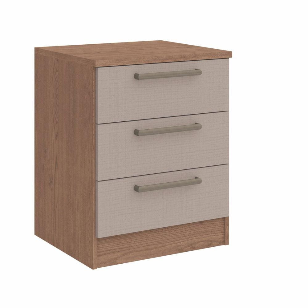 Mesa de Cabeceira Modulada 3 Gavetas Requinte+ Móveis Castro Macadâmia/Duna Line