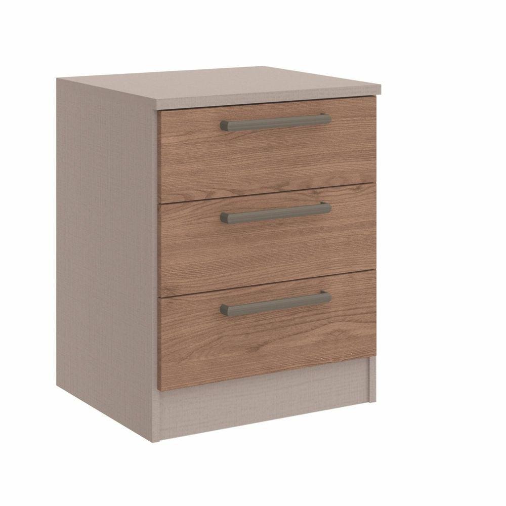 Mesa de Cabeceira Modulada 3 Gavetas Requinte+ Móveis Castro Duna Line/Macadâmia