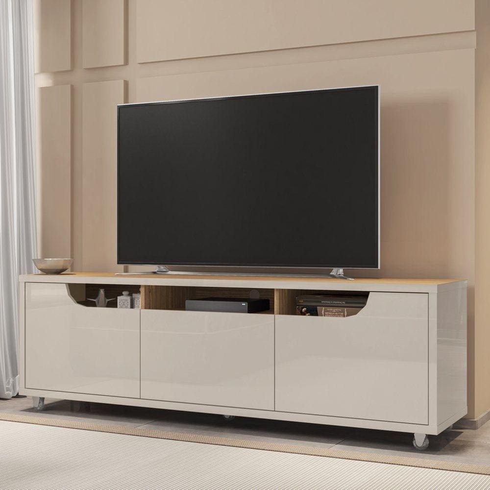 Rack para TV até 60 Polegadas 160cm 1 Gaveta 2 Portas Jersey Casa D Off White/Noce