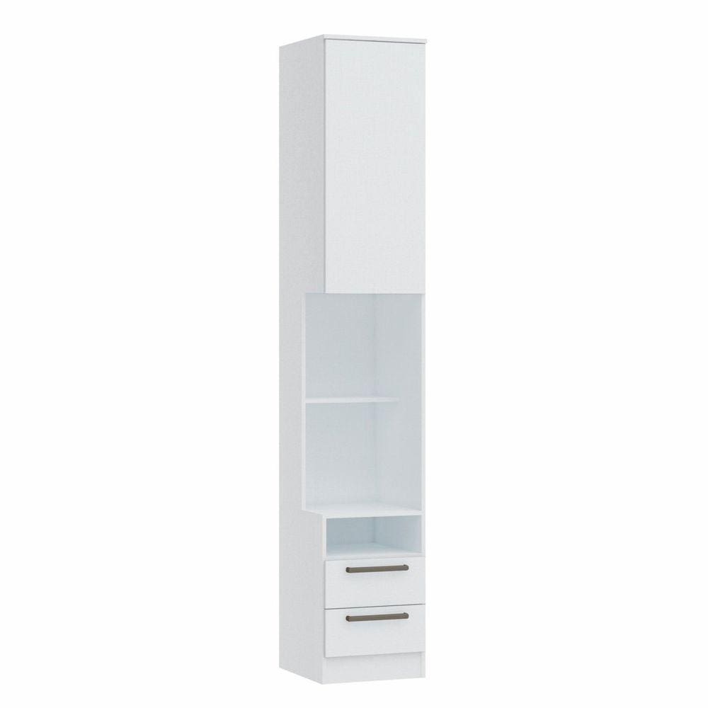 Mesa de Cabeceira Modulada Reto 1 Porta 2 Gavetas Requinte+ Móveis Castro Branco Line