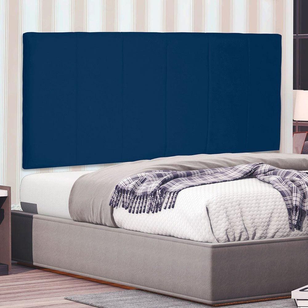 Cabeceira Suspensa King 195cm Suede Ravenna Spezzia Azul Marinho