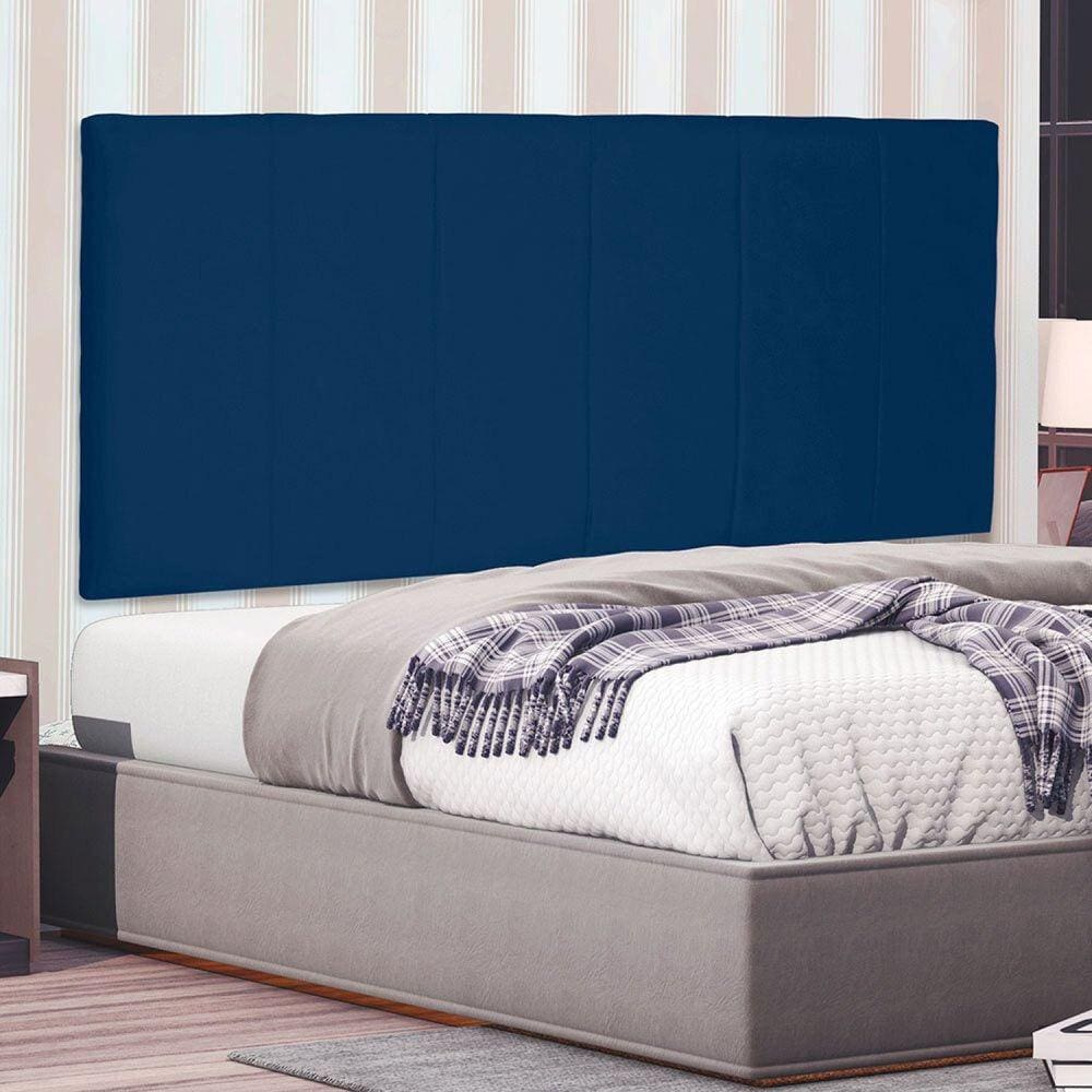 Cabeceira Suspensa Queen 160cm Suede Ravenna Spezzia Azul Marinho