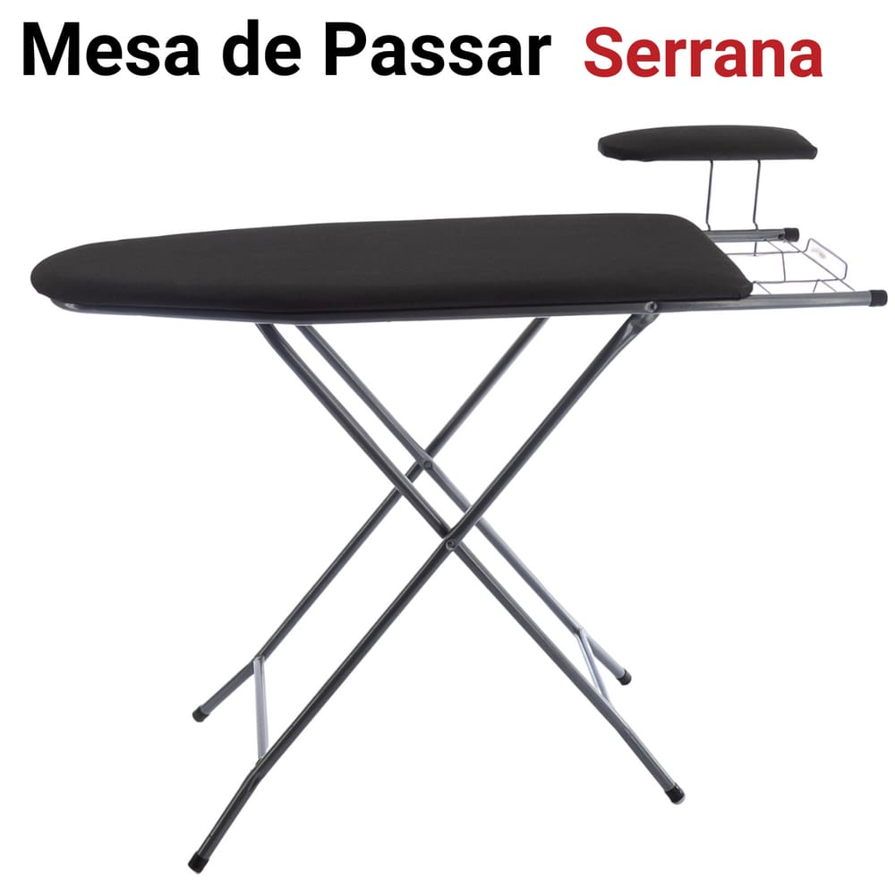 Mesa De Passar Roupa Tábua Passadeira Dobrável Com Suporte Para Ferro E Passa Mangas Serrana - Utilaço