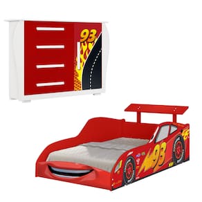 Quarto Infantil Menino Carro McVeloz Com Cama e Guarda Roupa