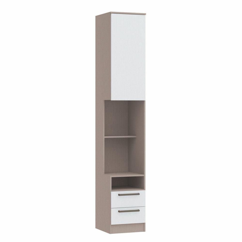 Mesa de Cabeceira Modulada Reto 1 Porta 2 Gavetas Requinte+ Móveis Castro Duna Line/Branco Line
