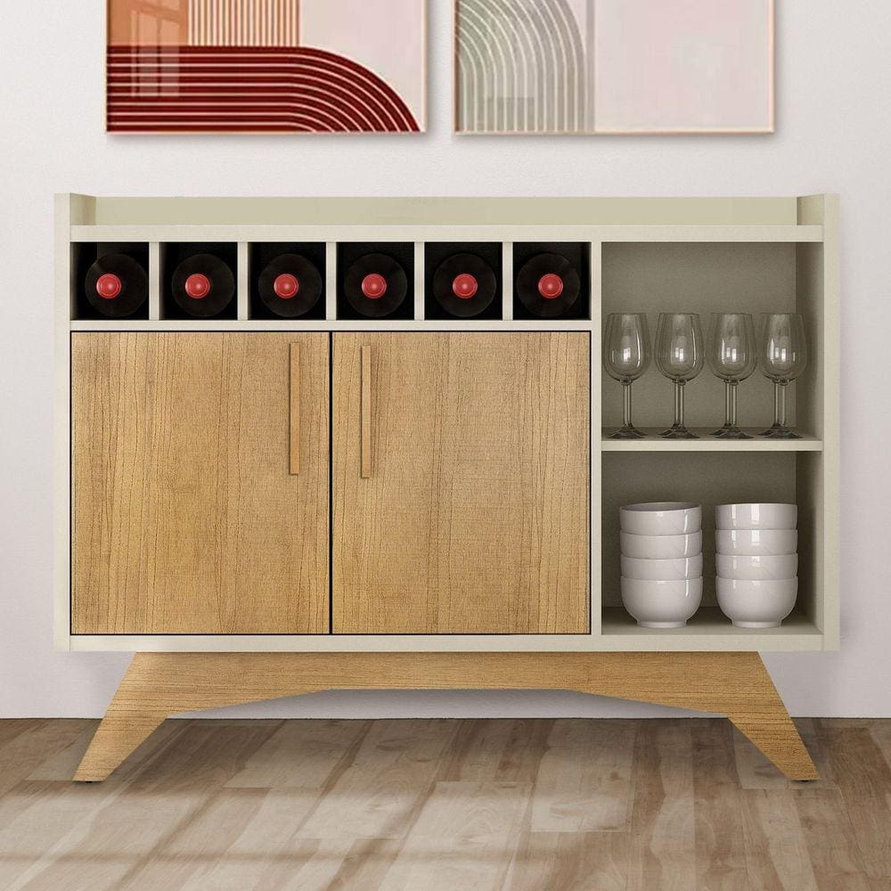 Buffet Aparador 2 Portas Clara Valdemóveis Off White/Cinamomo