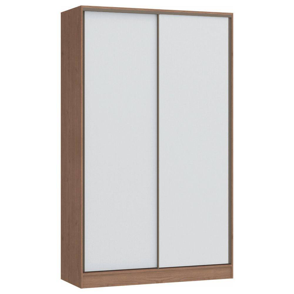 Guarda Roupa Modulado 2 Portas de Correr 2 Gavetas Requinte Macadâmia/Branco Line/Branco Line