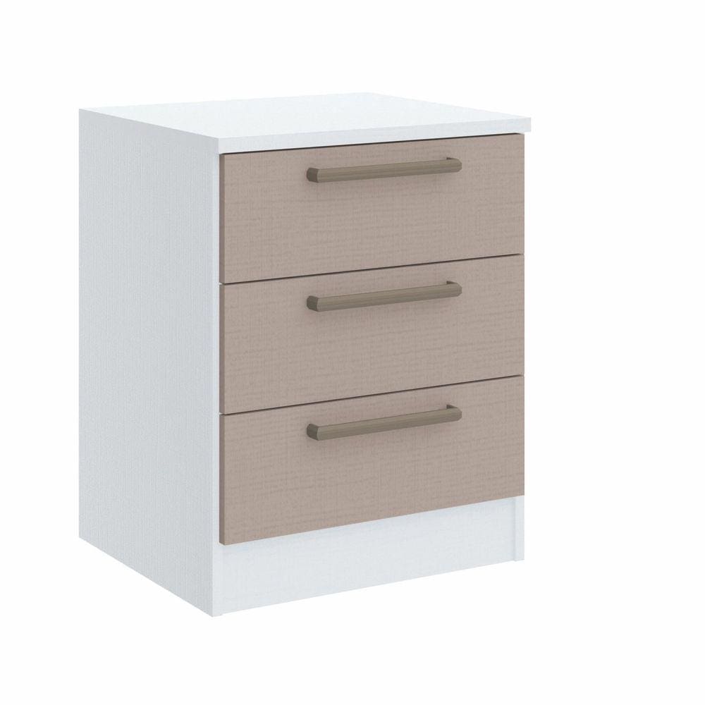 Mesa de Cabeceira Modulada 3 Gavetas Requinte+ Móveis Castro Branco Line/Duna Line