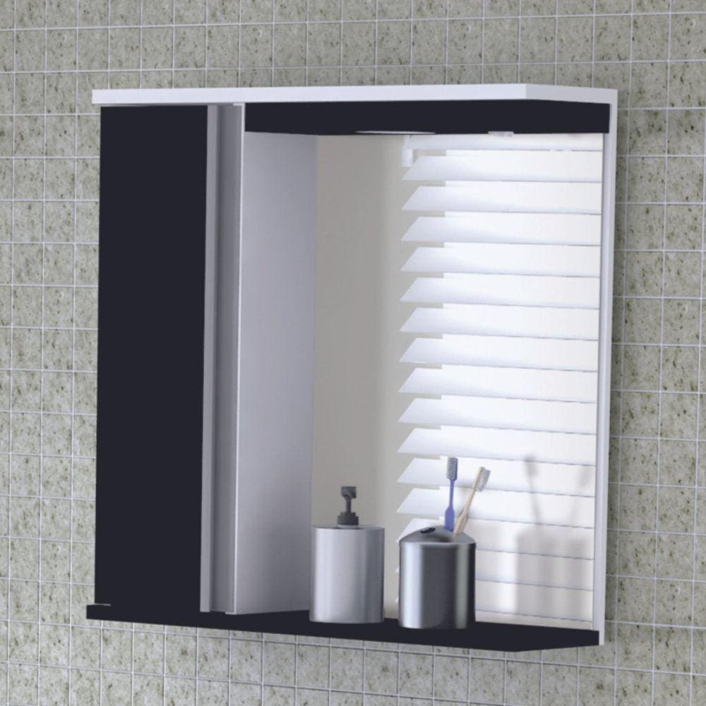 Espelheira com LED 1 Porta Preto