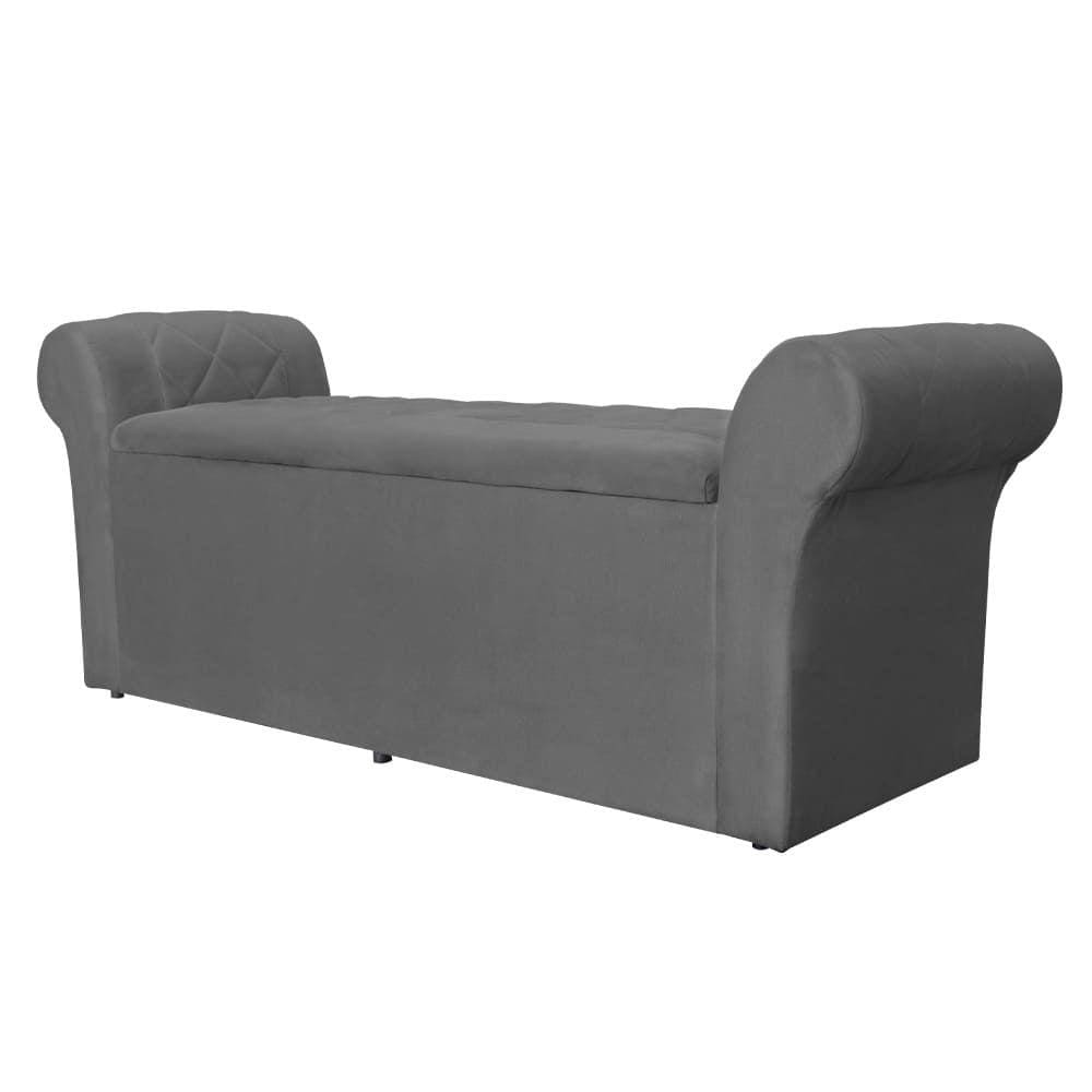 Báu Calçadeira Cancun 160cm Suede Cinza - Vallisa Decor