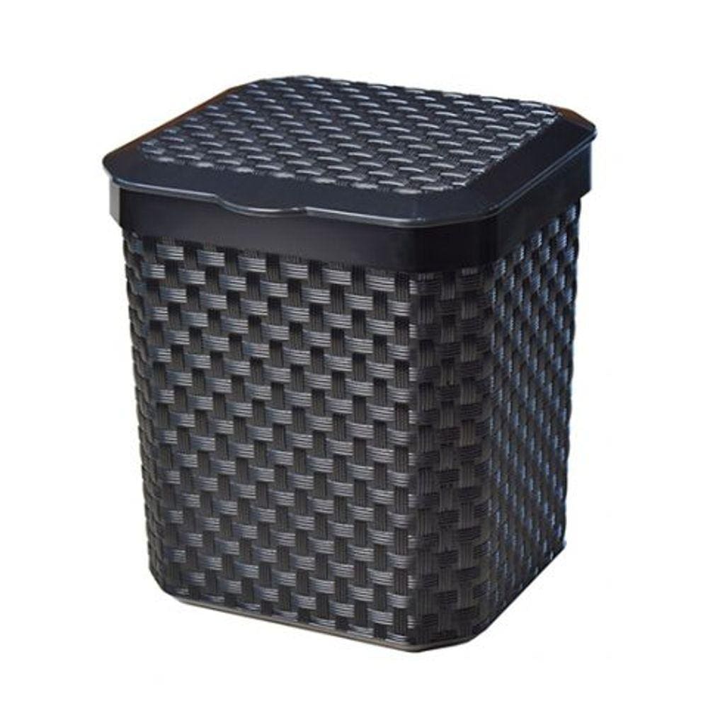 Lixeira De Pia 5L Rattan Com Tampa Preto Arqplast