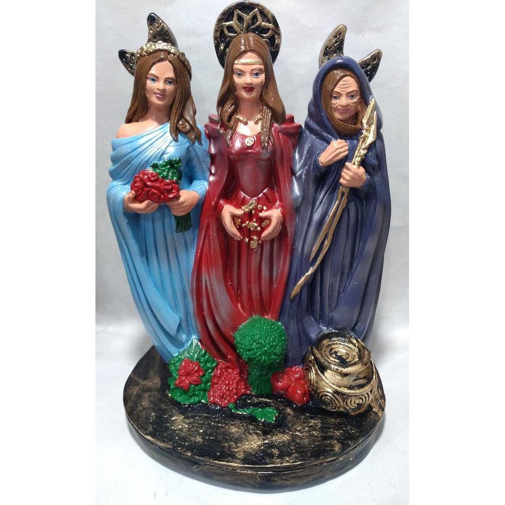 Imagem Deusa Triplice Hecate Escultura em Gesso 30 Cm